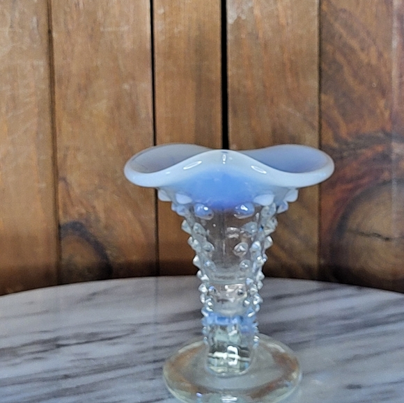 Fenton Blue and Clear Glass Vase - Picture 5 of 12